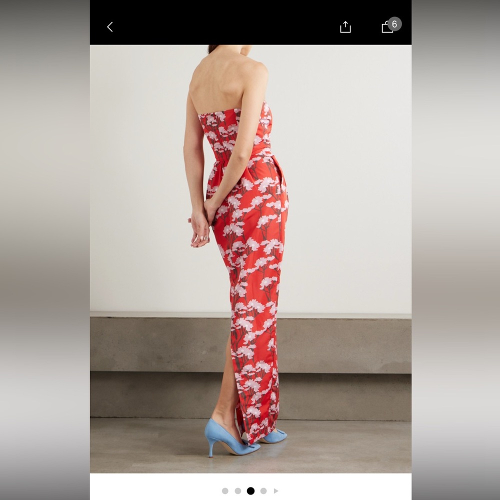 Strapless Red Floral Maxi Dress - Elegant Summer Style - Picture 5 of 5